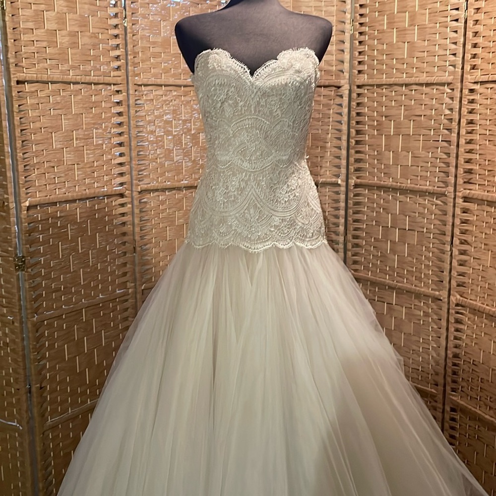 Watters Ivory Lace and Tulle Wedding Gown